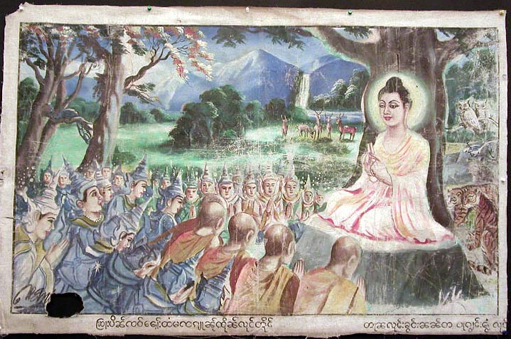 El Buda enseñando uno de sus sermones.